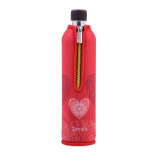 Glasflasche mit Neoprenbezug Liebe 0,5l