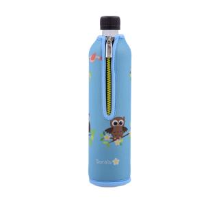 Glasflasche mit Neoprenbezug Eule 0,5l